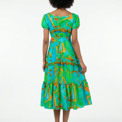 Ruffle Hem Dress Palm Tree Island