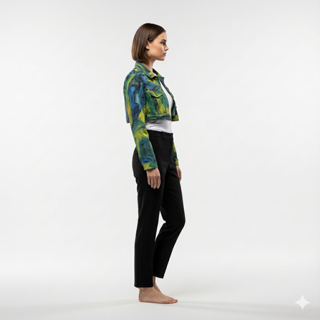 Cropped Jean Jacket Blue Jungle