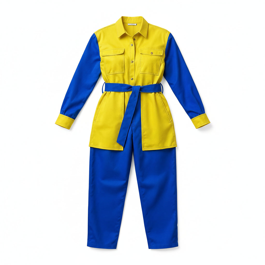 Lightweight Button Front Jumpsuit in Pima Cotton Poplin