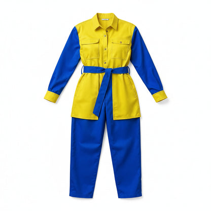 Lightweight Button Front Jumpsuit in Pima Cotton Poplin