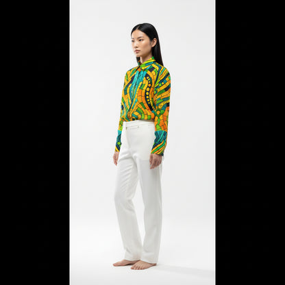 Women's Front Button Shirt Mosaic 11