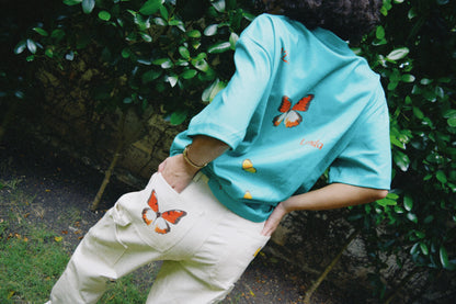 men's boxy double front pant - unisex low waist pants  in Stretch Organic Cotton Twill