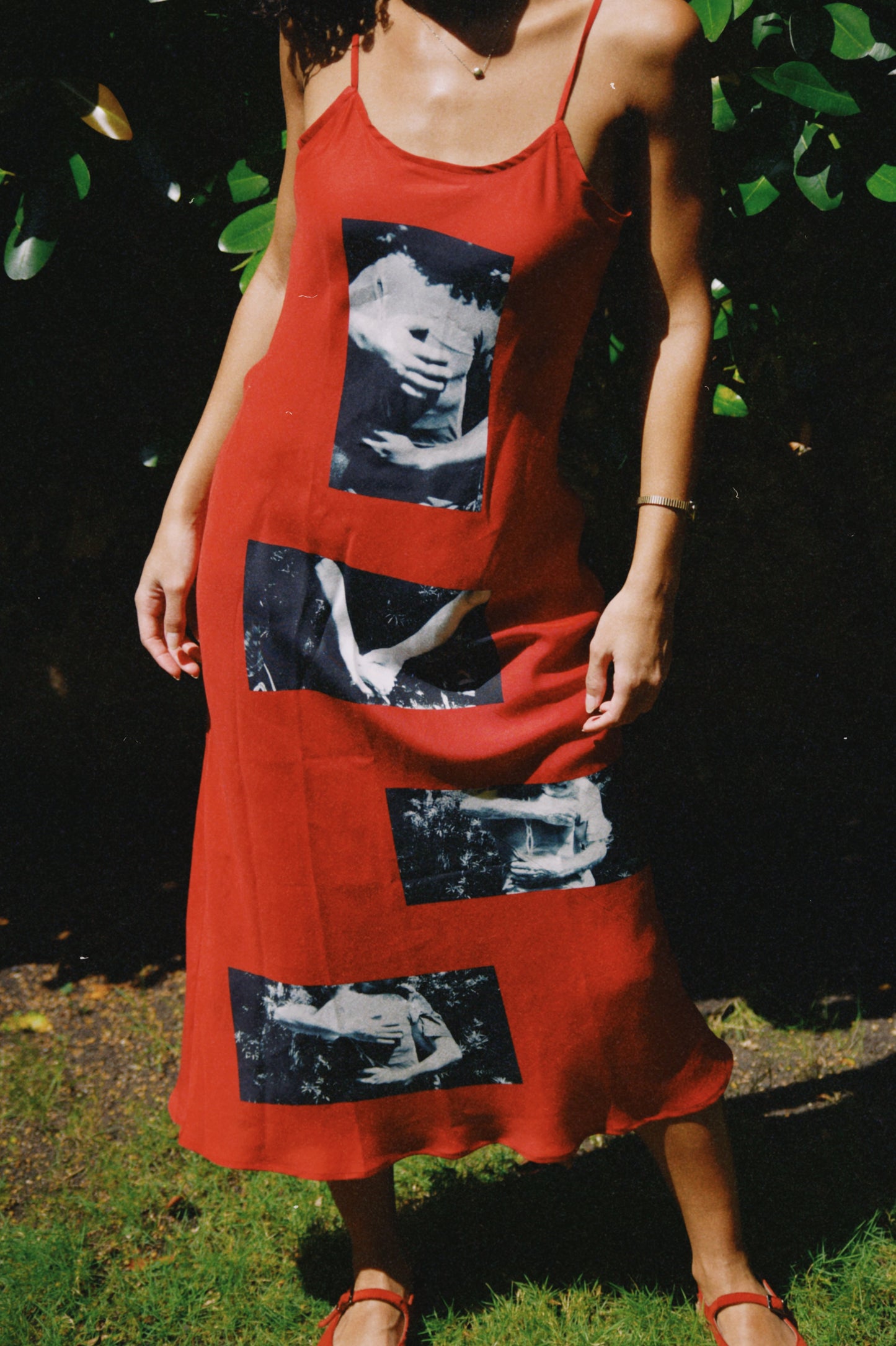 abrazos red slip dress