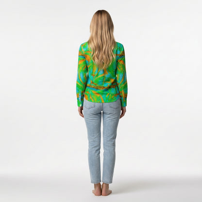Button Front Shirt Palm Tree Island