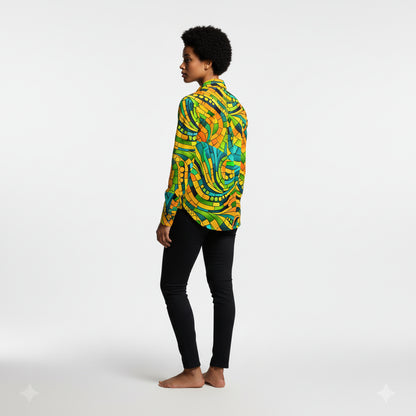 Women's Front Button Shirt Mosaic 11