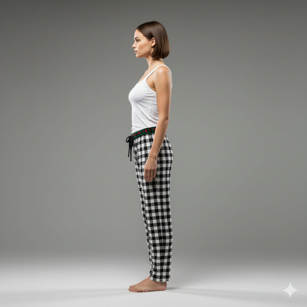Knit Elastic Waist Draw String Pant in Digital Deconstructed Gingham