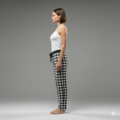 Knit Elastic Waist Draw String Pant in Digital Deconstructed Gingham
