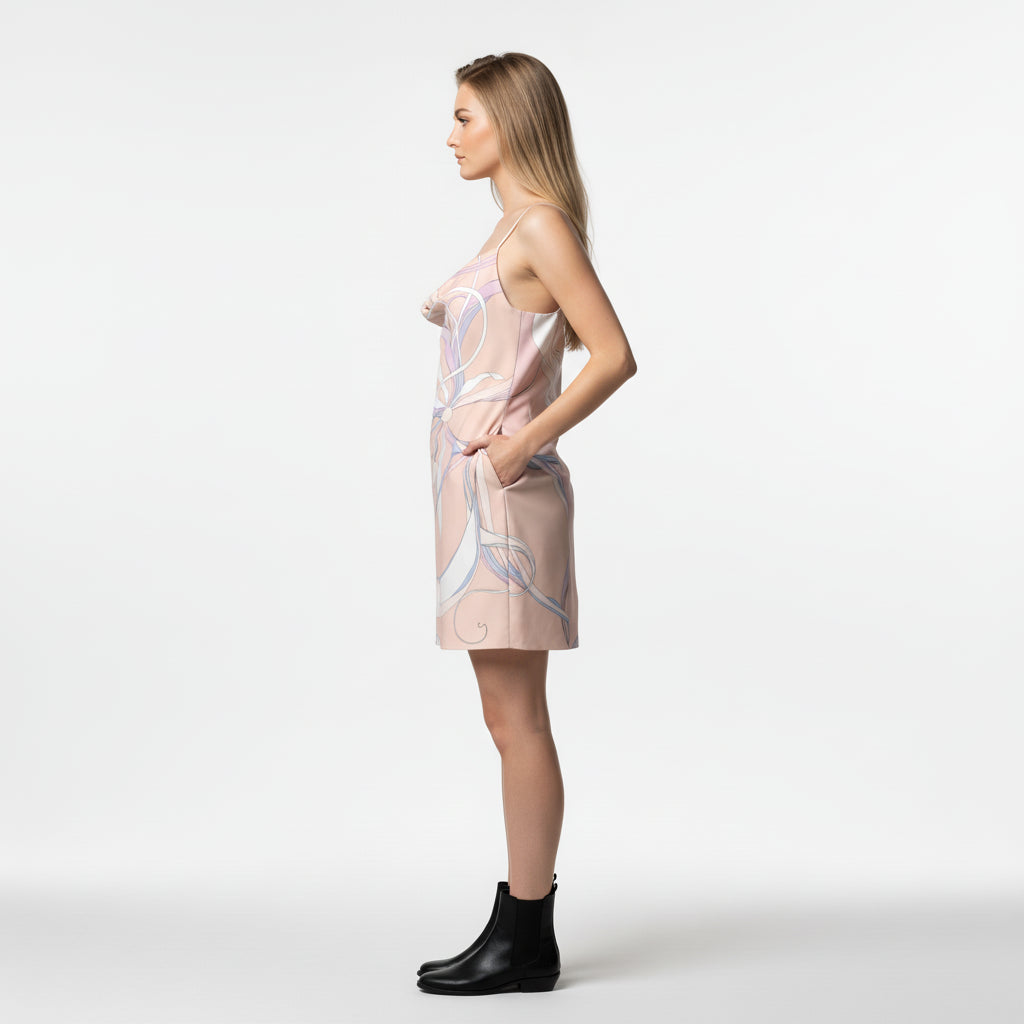 Plume Drape Neck Slip Dress