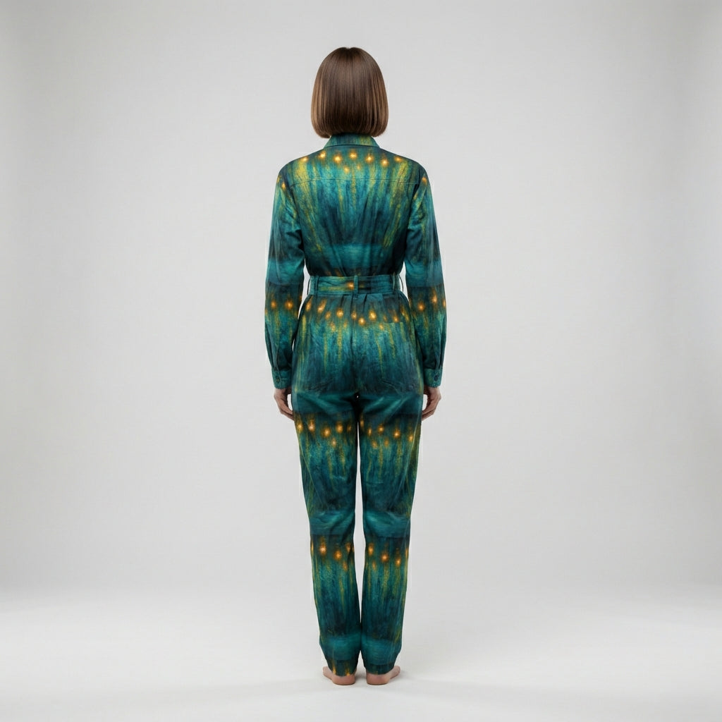 Relax Fit Woven Jumpsuit Starlight - Cotton Poplin Zipper Front