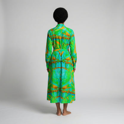 Button Front Shirt Dress Palm Tree Island