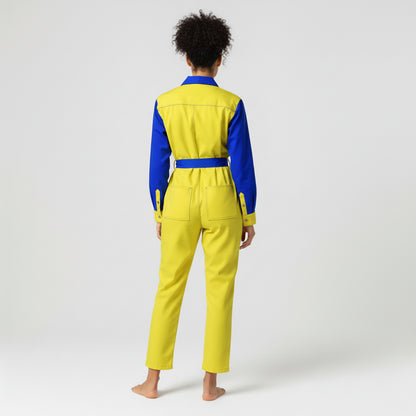 Lightweight Button Front Jumpsuit in Pima Cotton Poplin