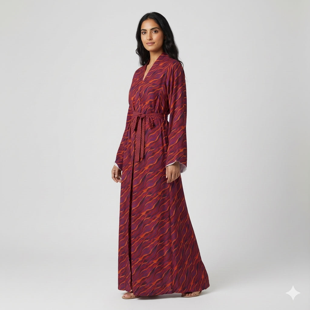 Kimono Sleeve Abaya in Lightweight Viscose Ecovero Rayon Crepe