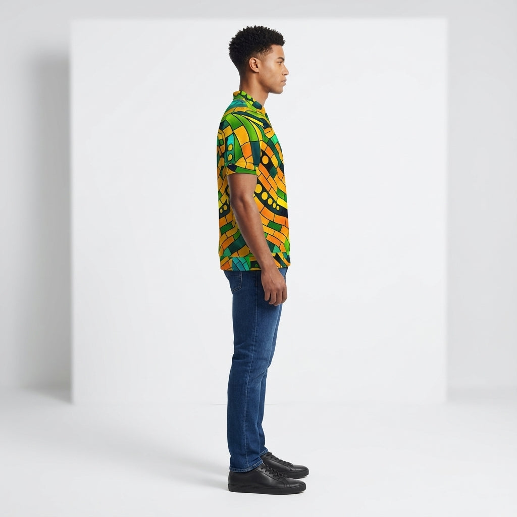 Polo Shirt with V Neck Mosaic 11