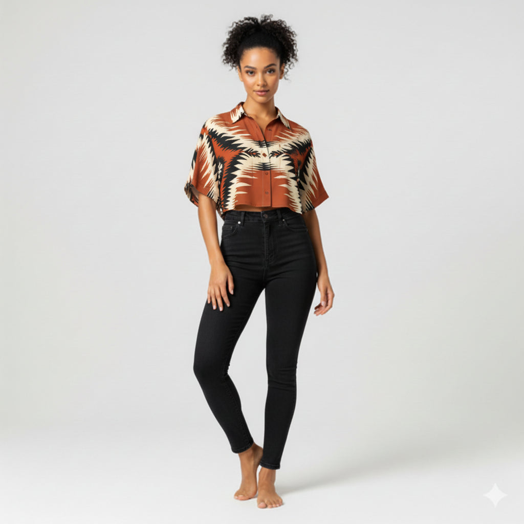 Kai Cropped Kimono Sleeve Blouse