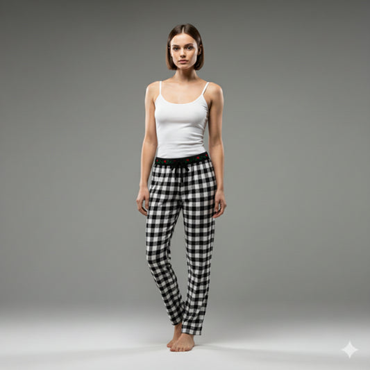 Knit Elastic Waist Draw String Pant in Digital Deconstructed Gingham