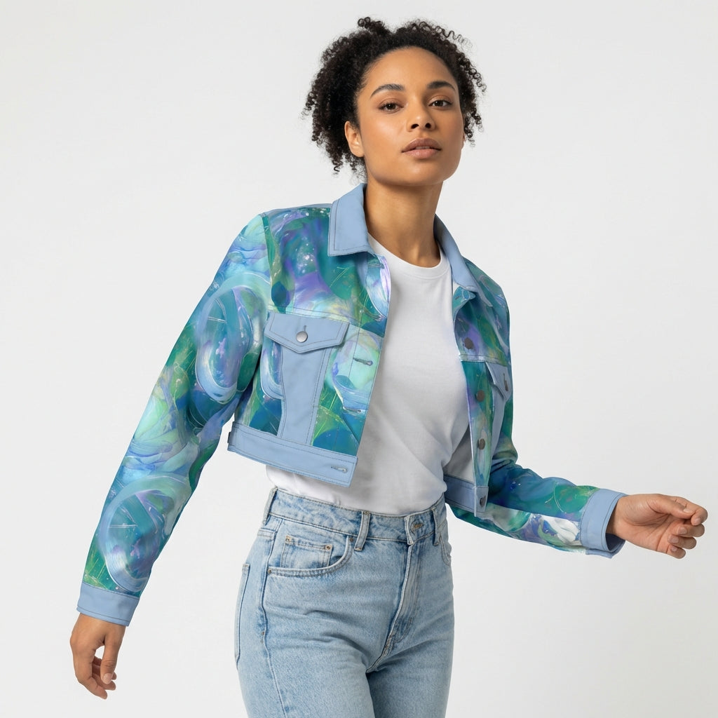 Cropped Jean Jacket in Heavyweight Stretch Cotton Denim