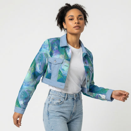 Cropped Jean Jacket in Heavyweight Stretch Cotton Denim