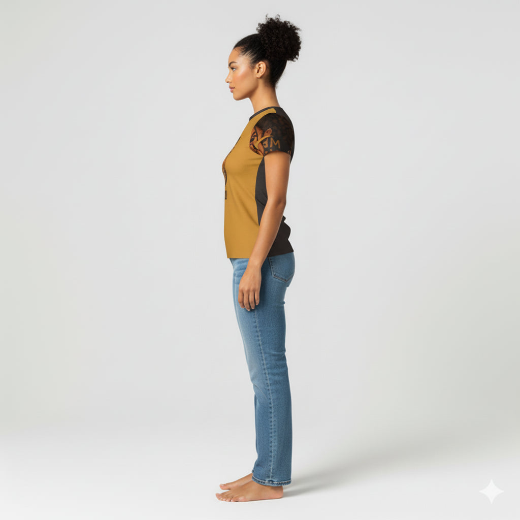 Signature Short Sleeve T-Shirt in Ochre Cotton-Spandex Jersey