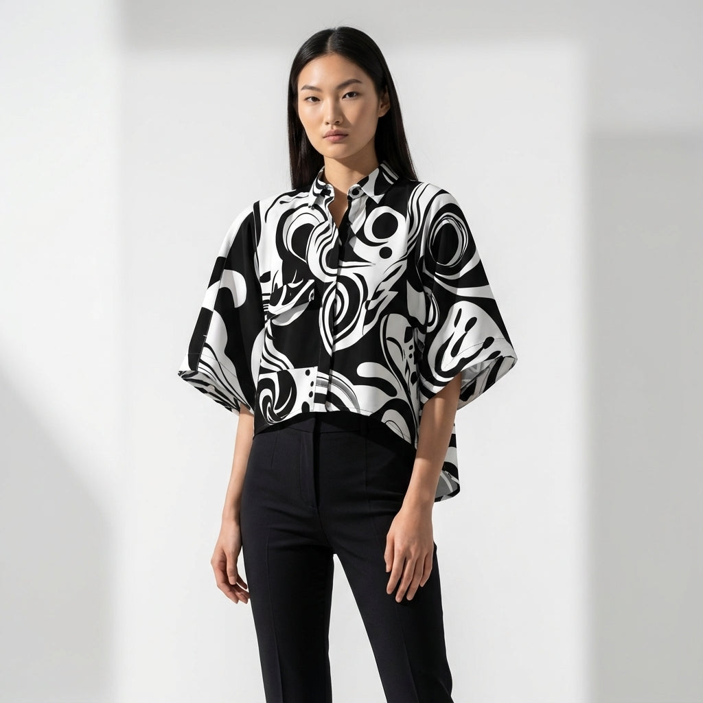 Kiyara Cropped Kimono Sleeve Blouse