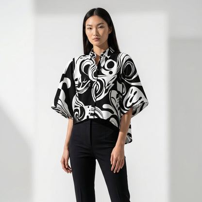 Kiyara Cropped Kimono Sleeve Blouse