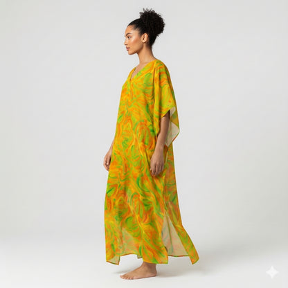 Caftan Fruity Noodles in Lightweight Organic Cotton Voile 
