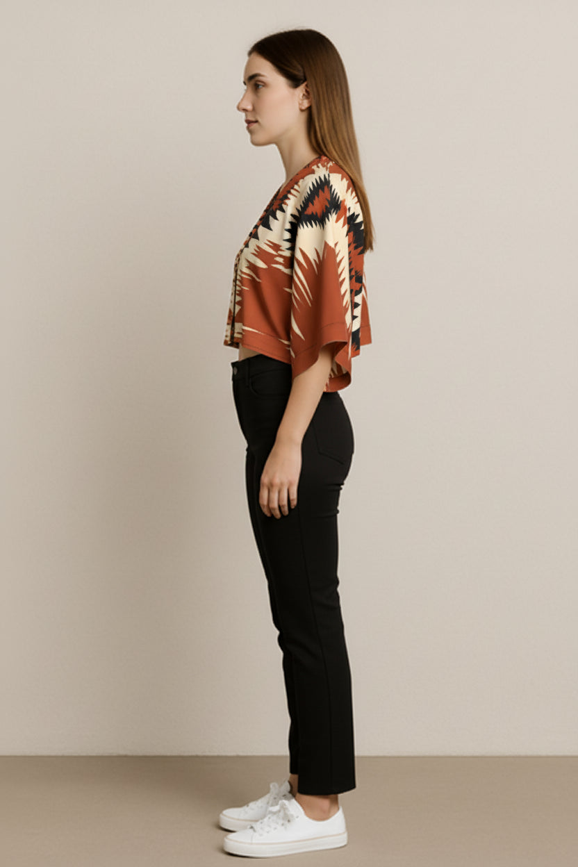 Kai Cropped Kimono Sleeve Blouse