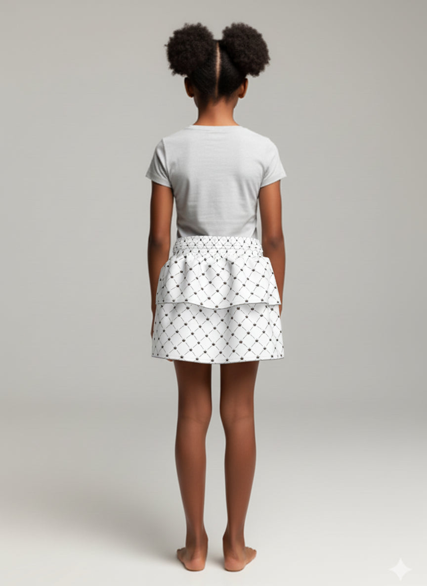 Smocked Ruffle Skirt in Pima Cotton Poplin