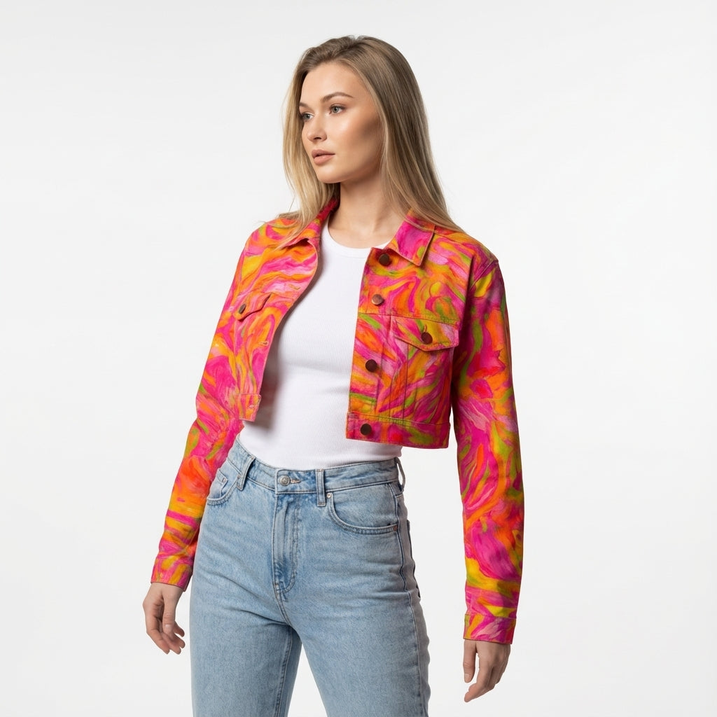 Cropped Jean Jacket Pink Noodles