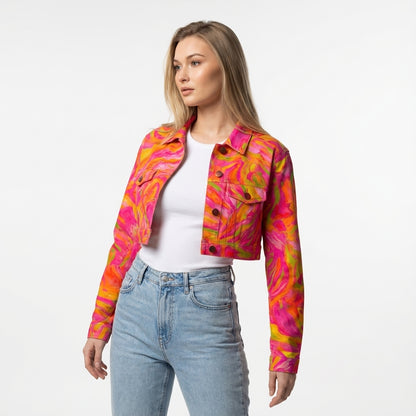 Cropped Jean Jacket Pink Noodles