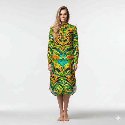 Long Sleeve Shirt Dress Mosaic 11