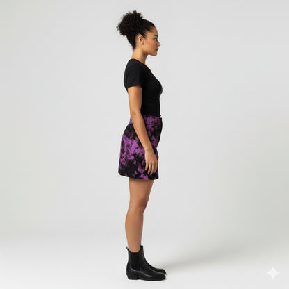 Purple Punk Skull Denim Mini