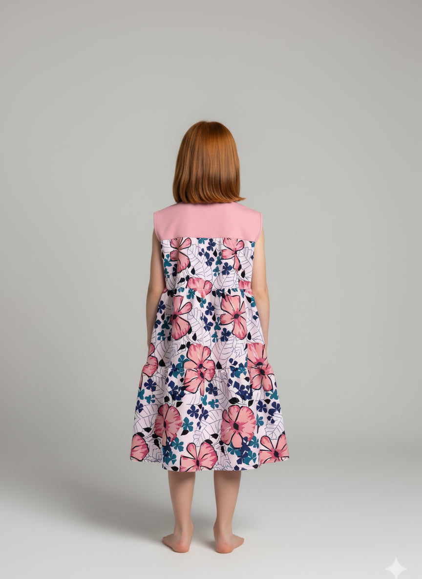 Pink floral cute dress