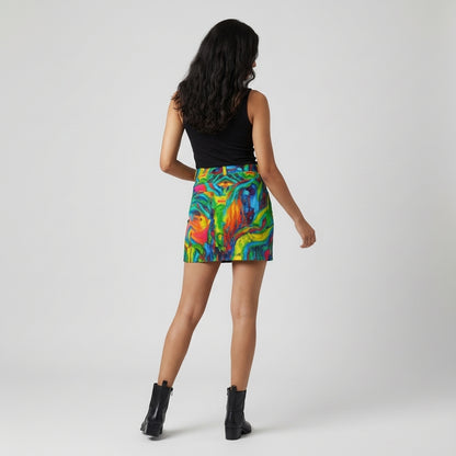 Denim Mini Skirt Green Jungle