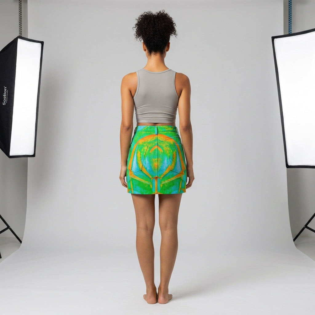 Demin Mini Skirt Palm Tree Island