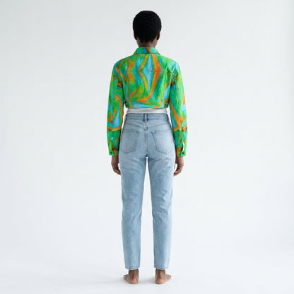 Cropped Jean Cotton Jacket Palm Tree Island