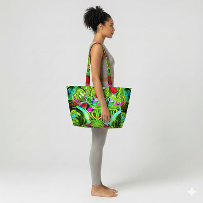 Large Tote Bag Pink Water Lilies