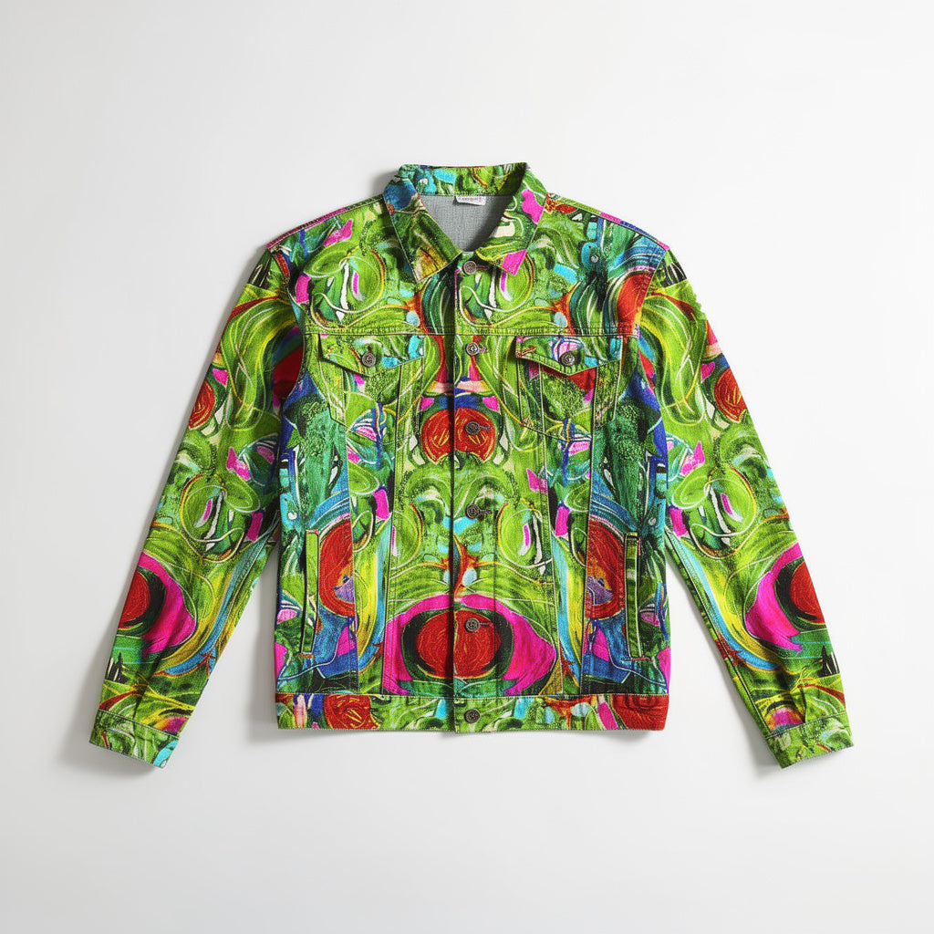 Demin Jacket Pink Water Lilies Jean Jacket