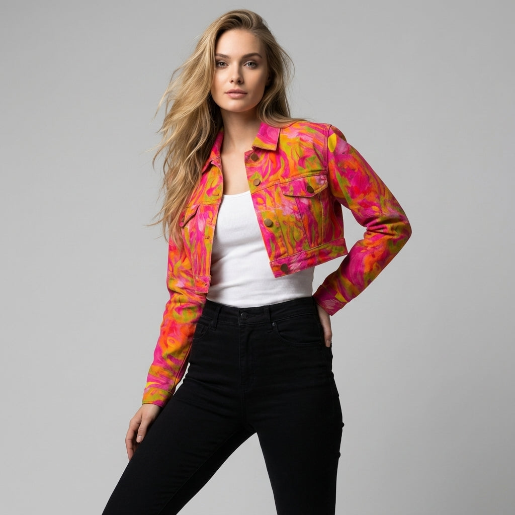 Cropped Jean Jacket Pink Noodles