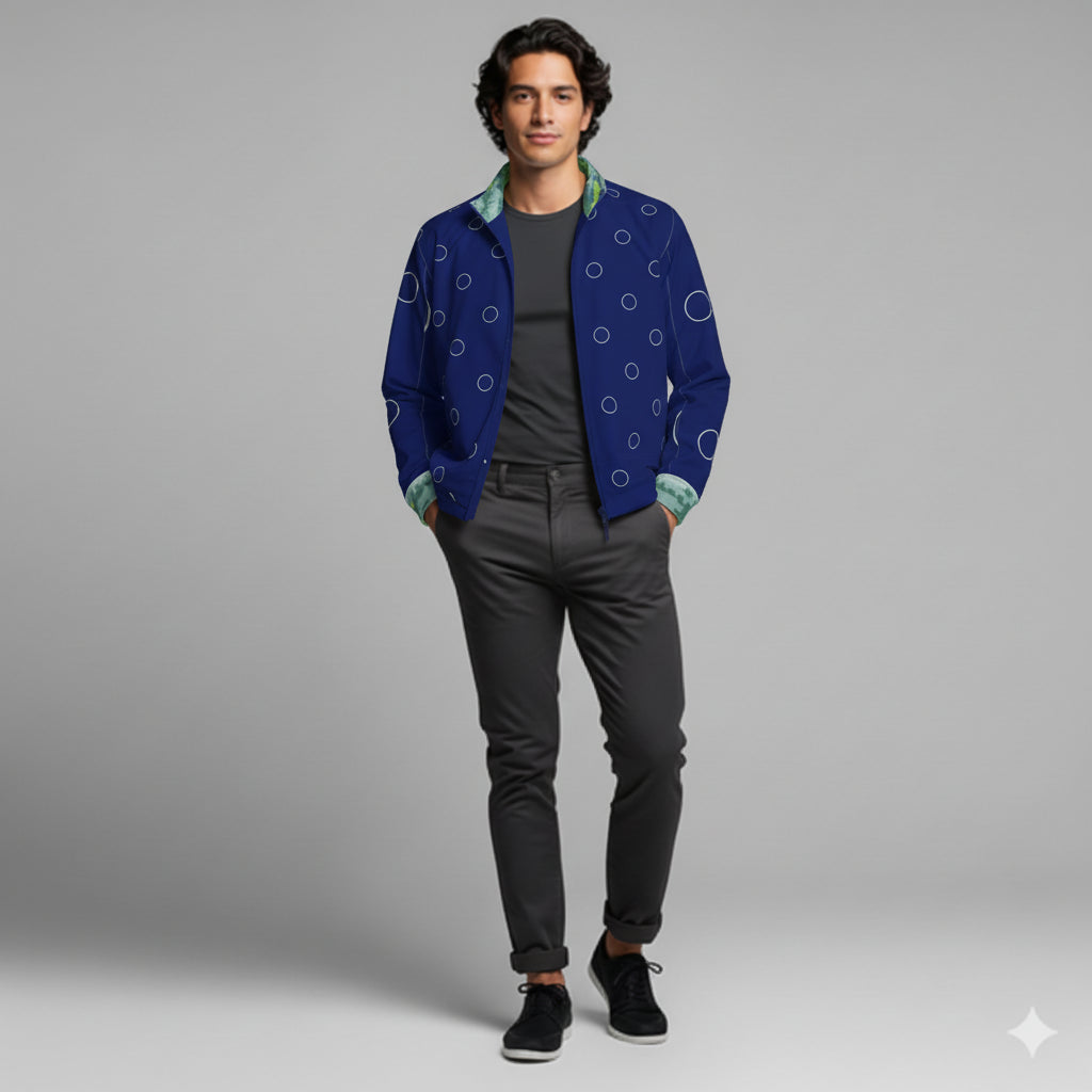 Men's Zip Front Golf Jacket Blue