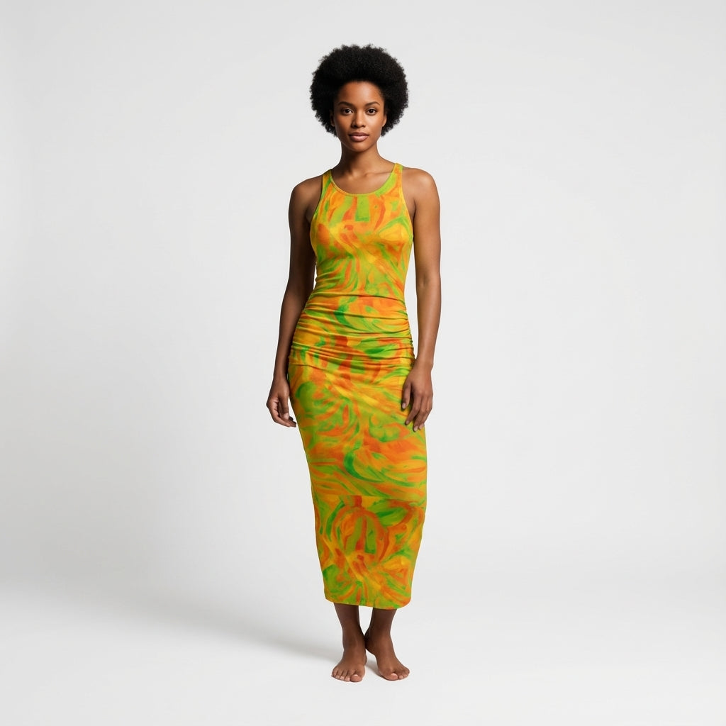 Racerback Shirred Tank Dress Fruity Noodles 