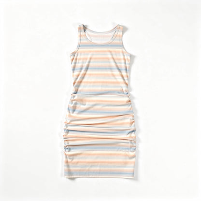Racerback Tank Mini Dress in Cotton Jersey – Pastel Stripe
