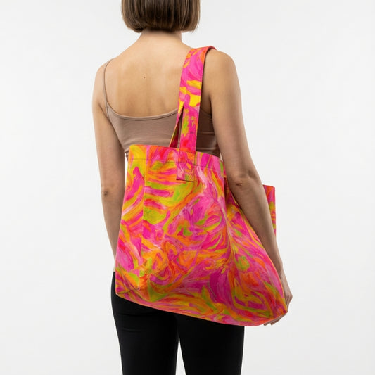 Large Tote Bag Pink Noodles