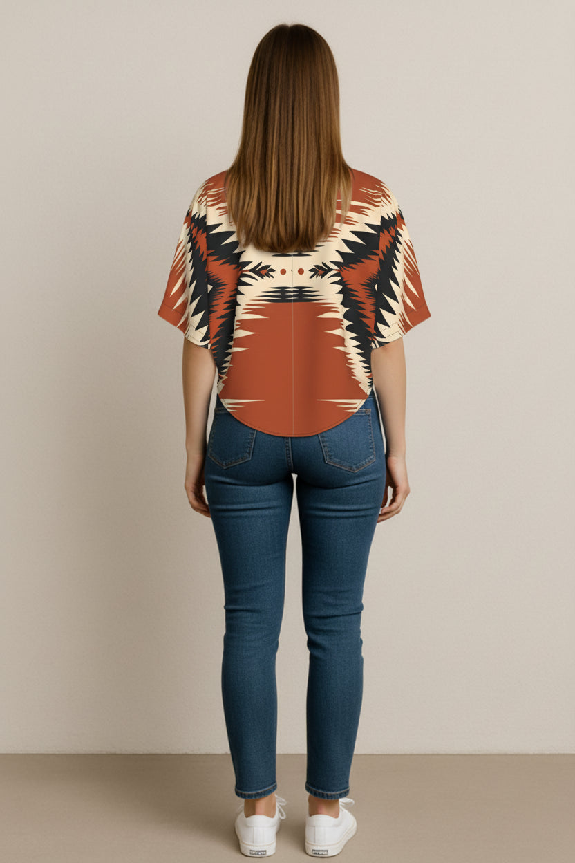 Kai Cropped Kimono Sleeve Blouse