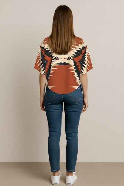 Kai Cropped Kimono Sleeve Blouse