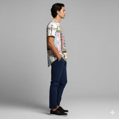 Multi-Pattern Scorpion Tailed Dragonfly Men’s Fitted T-Shist