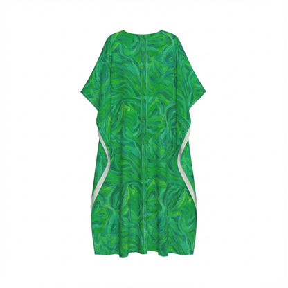 Caftan Green Noodles in Lightweight Organic Cotton Voile 