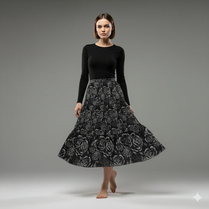 Black Rose Tiered Skirt