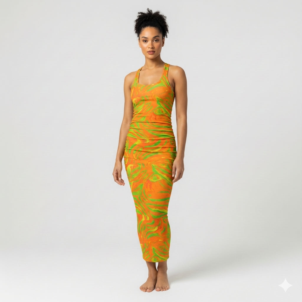 Racerback Shirred Tank Dress Fruit Noodles 