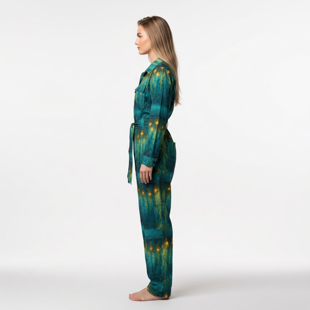 Relax Fit Woven Jumpsuit Starlight - Cotton Poplin Zipper Front