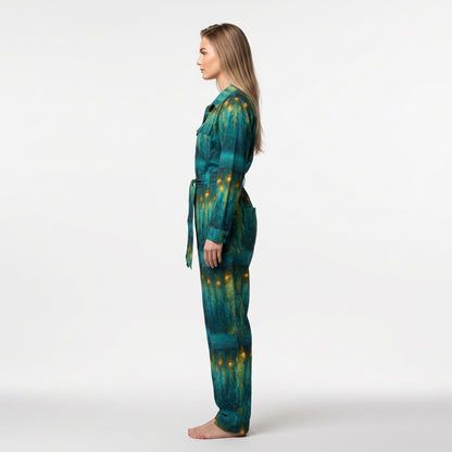 Relax Fit Woven Jumpsuit Starlight - Cotton Poplin Zipper Front